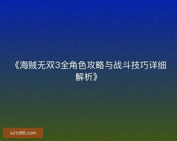 《海贼无双3全角色攻略与战斗技巧详细解析》
