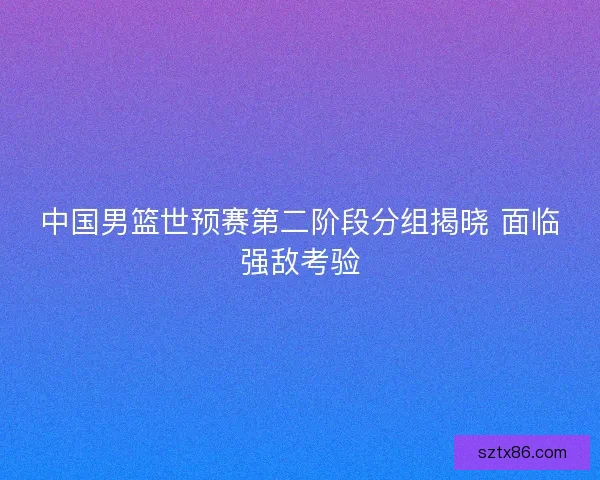 中国男篮世预赛第二阶段分组揭晓 面临强敌考验