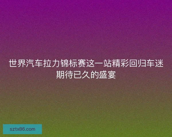 世界汽车拉力锦标赛这一站精彩回归车迷期待已久的盛宴