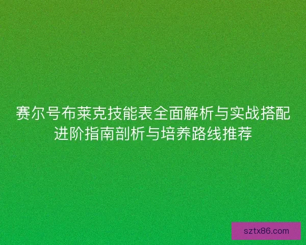 赛尔号布莱克技能表全面解析与实战搭配进阶指南剖析与培养路线推荐