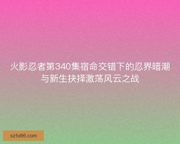 火影忍者第340集宿命交错下的忍界暗潮与新生抉择激荡风云之战